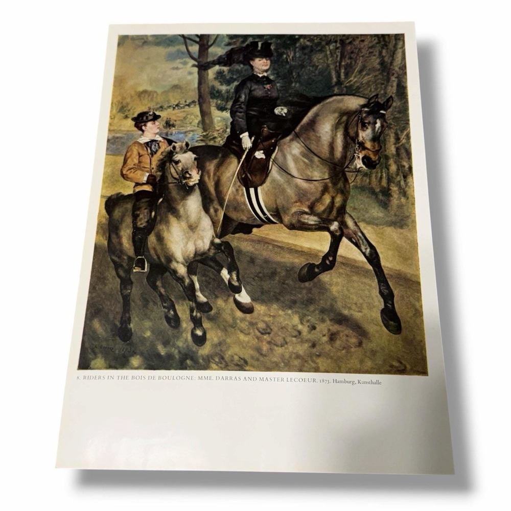 Vintage Art Book Plate Illustration Rides in the Bois de Boulogne Renoir AD